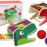 Wooden Dinosaur 2-in-1 – Hammering Game with Balls and Xylophone