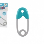 Baby rammelaar speld turquoisegrijs