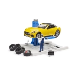 Bruder service auto avec roadster et mécanicien