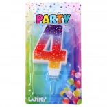 Party Candle in Number 4 Shape with Stars