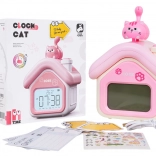 kinderwekker kattenhuis met nachtlampje en display