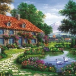 Puzzle Tuin met zwanen 1500 stukjes ART PUZZLE