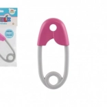 Plastic speld-rammelaar voor baby’s 12 cm roze-grijs