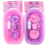 Plastic doll bathtub with accessory set