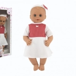 Hamiro Doll blinking 50 cm with a solid body and white dress with red polka dots