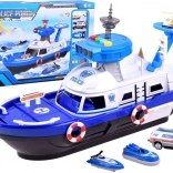 police boat with helipad and vehicles – play set