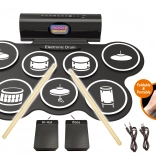 Elektronische drumstel met pedalen en lichteffecten