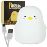Kinder-nachtlampje pinguïn, siliconen, touchbediening, LED RGB, wit
