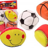 Zachte sportballen voor kinderen – voetbal, basketbal, honkbal en rugby, set van 4 stuks