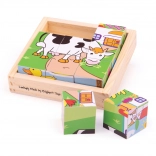 Cubes en bois illustrés Animaux 9 pcs