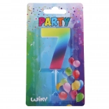 Party candle number 7 rainbow