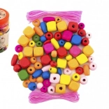 Colorful Wooden Beads with Elastic Bands