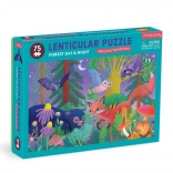 Puzzle mit lentikularem Effekt Wald am Tag und in der Nacht 75 Teile