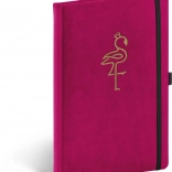 Notique velvet lined notebook with flamingo 13 × 21 cm