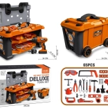 Werkplaatsset voor kleine klussers in een koffertje op wieltjes