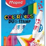Filzstifte MAPED Color'Peps Duo Stamp – Set mit 8 doppelseitigen Stempel-Filzstiften