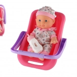 Baby doll in carrier with bottle 22 cm