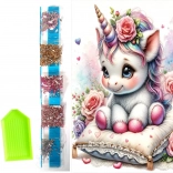 Diamant schilderen op canvas bloemen-eenhoorn 23 × 30 cm
