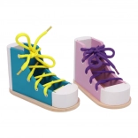Small Foot set de jeu Noue tes lacets – chaussures en bois, 2 pcs