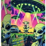 Trefl puzzle 1000 pieces Hall of Horror – alien invasion