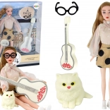 Emily Doll with Guitar, Glasses and Kitten