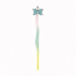 Haarclip met vlok met regenboog haarstuk en strik