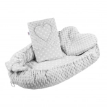 Luxury baby nest with pillow and duvet New Baby from minky Heart grey