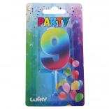 Party candle number 9 Rainbow