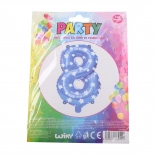 Blue inflatable balloon number 8 with stars