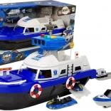 Police transport ship with sounds and lights