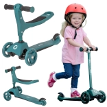 Evo kids' 3-wheel scooter 2-in-1 with seat, adjustable, dark green