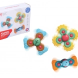 Anneaux de dentition pour bébé avec ventouse en silicone, lot de 3 pièces