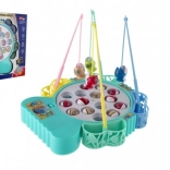 Jeu de pêche magnétique en plastique + canne 4 pcs à piles dans une boîte 27x26x4 cm