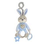 Baby Mix plush vibrating toy bunny with clip, blue