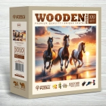 Puzzle en bois WOODEN CITY chevaux sauvages sur la plage 1010 pièces