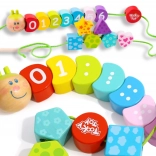 TOOKY TOY chenille à enfiler en bois – apprentissage des chiffres, 20 pièces