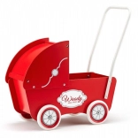 Houten poppenwagen rood
