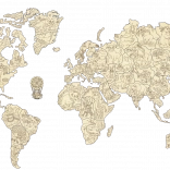 Carte du monde en bois avec animaux taille M (57 × 38 cm) WOODEN CITY