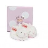 Doudou set roze schoentjes met rammelaars Konijn voor baby's 0-6 maanden