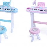 elektronische kinderpiano met microfoon en krukje mp3, blauw