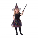 Kinderen heksenkostuum met sterren en tuturok met hoed