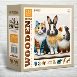 Puzzle en bois Chat, Lapin et Cochon d'Inde 250 pièces de Wooden City