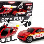 Rescue Set Firefighters – Helicopter and Car with Lights and Sounds
