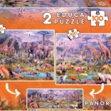 Panorama-puzzel wilde dieren 2×100 stukjes EDUCA