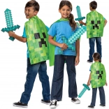 Minecraft kostuum met diamanten zwaard en Creeper-cape voor kinderen