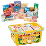 Yellow CASDON shopping basket with play food for kids 3+