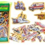 Wooden Magnets with Vehicles, Ships, and Airplanes, 20 Pieces