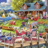 Puzzel Bergchalet aan het Meer 1000 Stukjes Bluebird