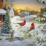 Puzzel Kardinalen bij zonsondergang 1000 stukjes Cobble Hill
