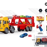 Heavy-duty tow truck with transporter and 5 toy cars